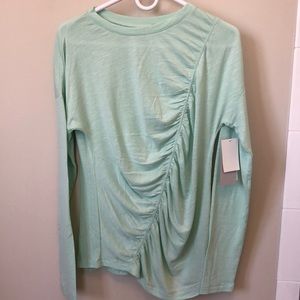 NWT Zella Green Gossamer Side Ruched Long Sleeve